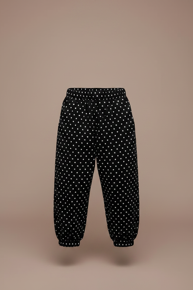 Pantalon Fluide Noir A Pois Blanc - Molleton - vue 3