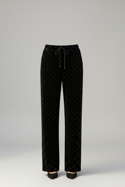 Pantalon Noir Velours Ample Brillant Élégant Fluide - vue 3