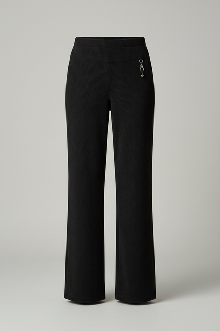 Pantalon Noir Côtelé Droit Décontracté Femme Hiver - Cordé - vue 3