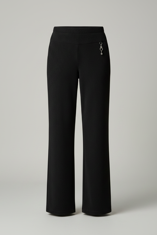 Pantalon Noir Côtelé Droit Décontracté Femme Hiver - Cordé - vue 3