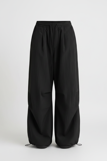 Pantalon Noir Baggy Cargo Ample Streetwear - Polyester - vue 3