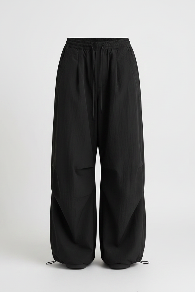 Pantalon Noir Baggy Cargo Ample Streetwear - Polyester - vue 3