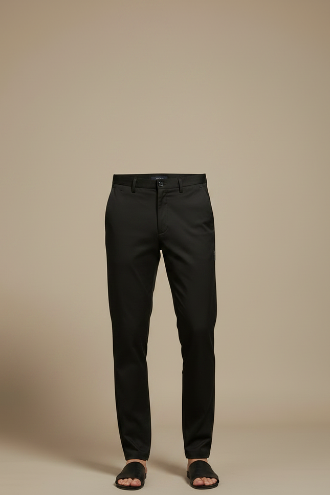 Pantalon Noir Homme Décontracté Ajusté Élégant Léger - Polyester - vue 3