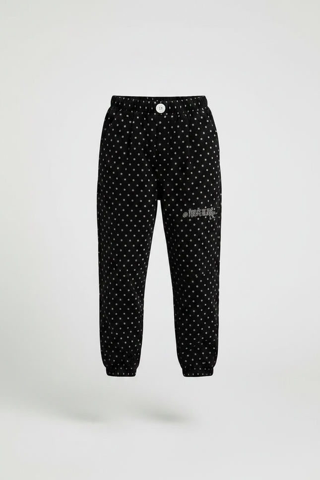 Pantalon Noir Côtelé Ample Points Décontracté Enfant - Cordé - vue 3