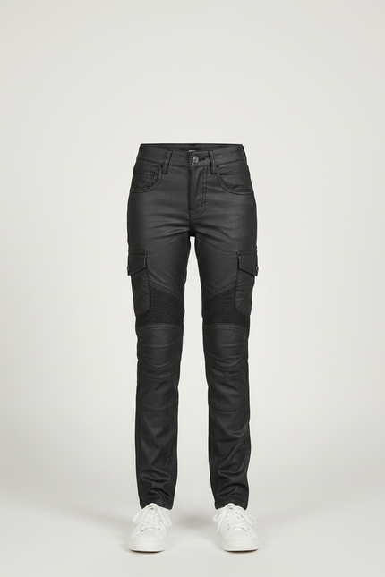 Pantalon Noir Moto Côtelé Enfant Enduit - Simili cuir - vue 3