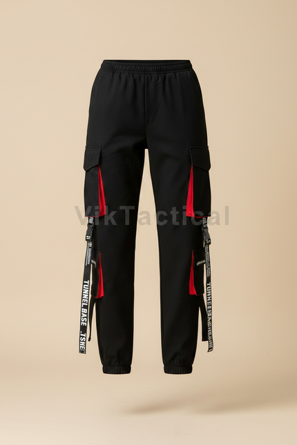 Pantalon Noir Cargo Streetwear Femme Décontracté - Polyester - vue 3