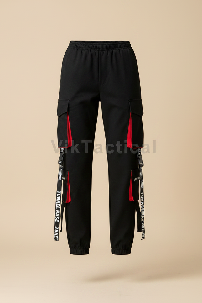 Pantalon Noir Cargo Streetwear Femme Décontracté - Polyester - vue 3