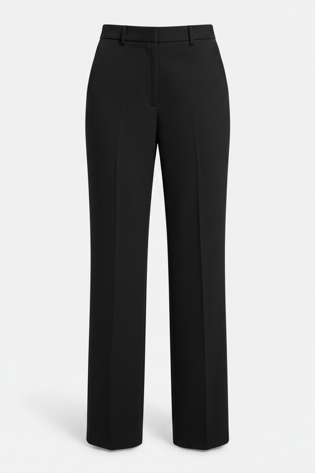 Pantalon Noir Élégant Droit Taille Haute Femme - Gabardine - vue 3