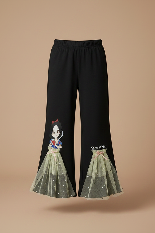 Pantalon Noir Fille Évasé Imprimé Disney Tulle - Maille - vue 3