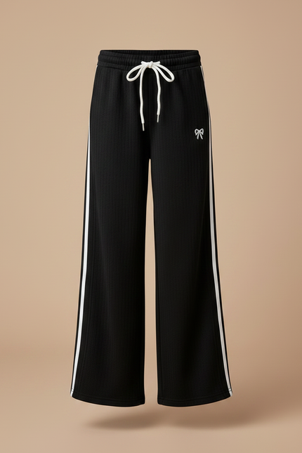 Pantalon Noir Côtelé Ample Sport Fille - Cordé - vue 3