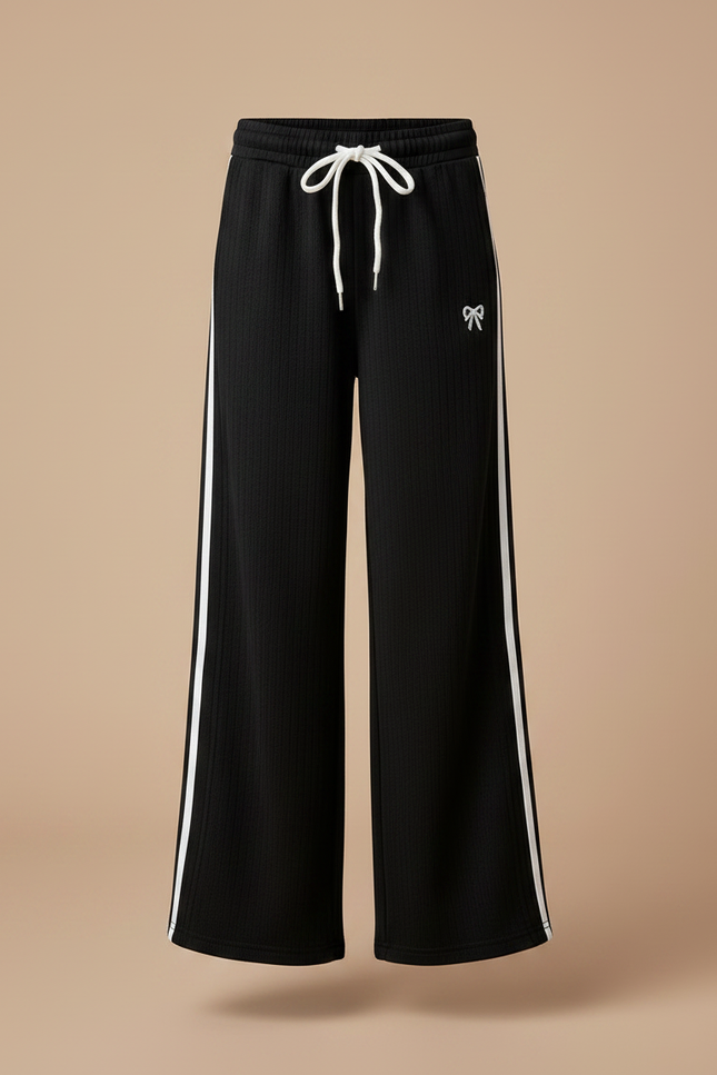 Pantalon Noir Côtelé Ample Sport Fille - Cordé - vue 3