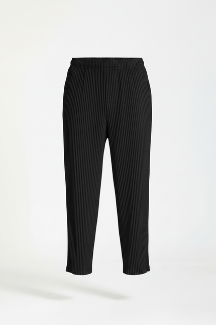 Pantalon Noir Plissé Ample Décontracté Léger - Polyester - vue 3