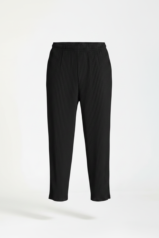 Pantalon Noir Plissé Ample Décontracté Léger - Polyester - vue 3