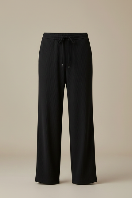 Pantalon Noir Ample Confortable Plissé Fluide - Maille - vue 3