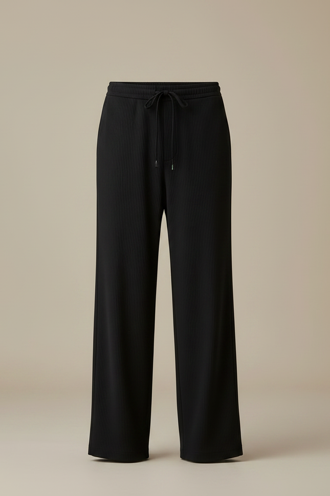 Pantalon Noir Ample Confortable Plissé Fluide - Maille - vue 3