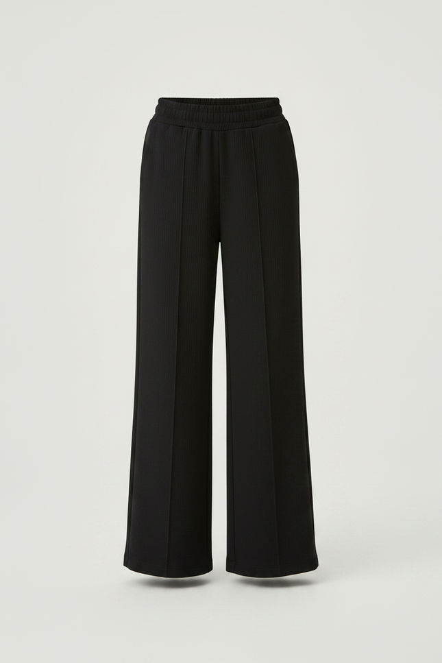 Pantalon Noir Large Côtelé Confortable Fille - Maille - vue 3