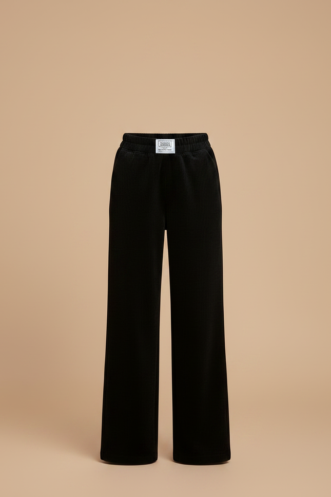 Pantalon En Velours Noir - Cordé - vue 3