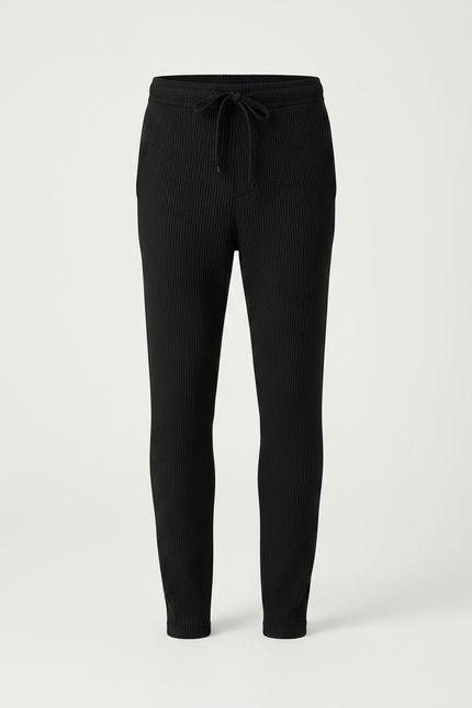 Pantalon Noir Côtelé Ajusté Confortable Homme - Maille - vue 3