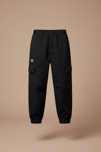 Pantalon Noir Cargo Coton Décontracté Garçon - vue 3