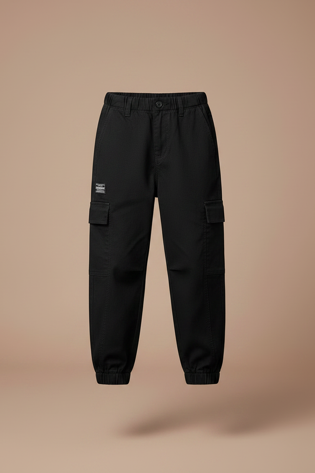 Pantalon Noir Cargo Coton Décontracté Garçon - vue 3