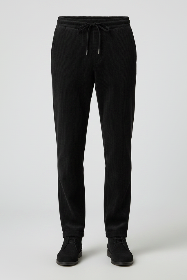 Pantalon Noir Côtelé Droit Décontracté Cordon Homme - Cordé - vue 3