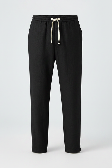 Pantalon Lin Homme Noir - vue 3