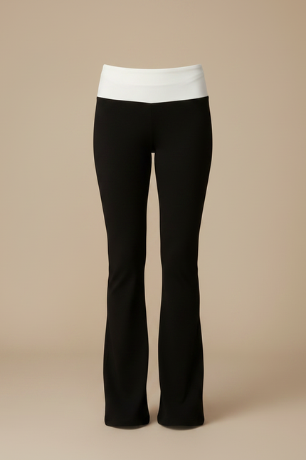 Pantalon Noir Évasé Taille Basse Confortable Yoga - Maille - vue 3