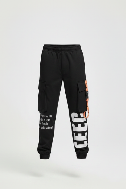 Pantalon Noir Cargo Imprimé Décontracté Garçon - Polyester - vue 3