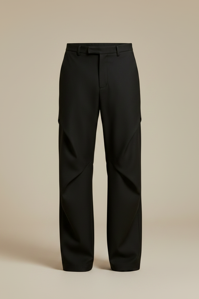 Pantalon Noir Droit Ample Homme Élégant - Gabardine - vue 3