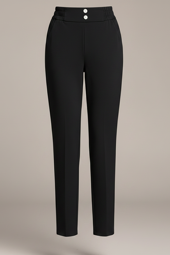 Pantalon Carotte Taille Haute Noir - Polyester - vue 3