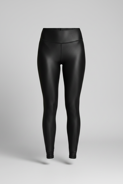 Pantalon Noir Brillant Similicuir Taille Haute Moulant Femme - Simili cuir - vue 3