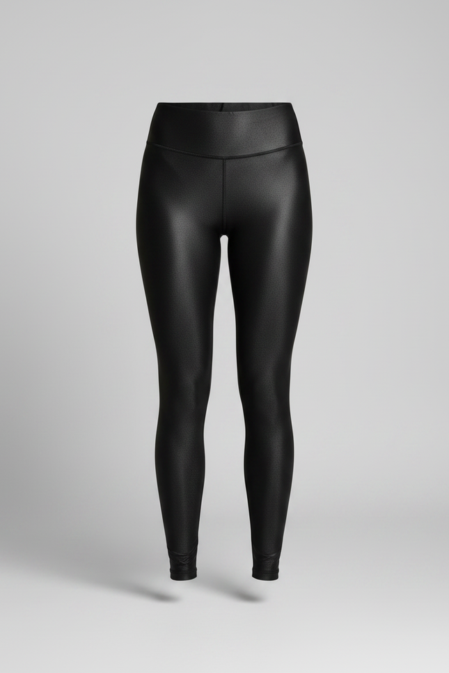 Pantalon Noir Brillant Similicuir Taille Haute Moulant Femme - Simili cuir - vue 3