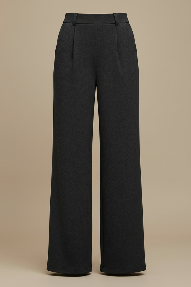 Pantalon Noir Ample Taille Haute Plissé Femme - Polyester - vue 3