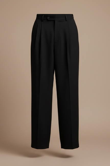 Pantalon Noir Ample Plissé Élégant Homme - Gabardine - vue 3