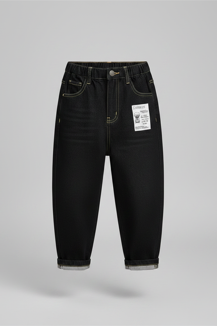 Pantalon Noir Ample Garçon Denim Décontracté - Jean - vue 3