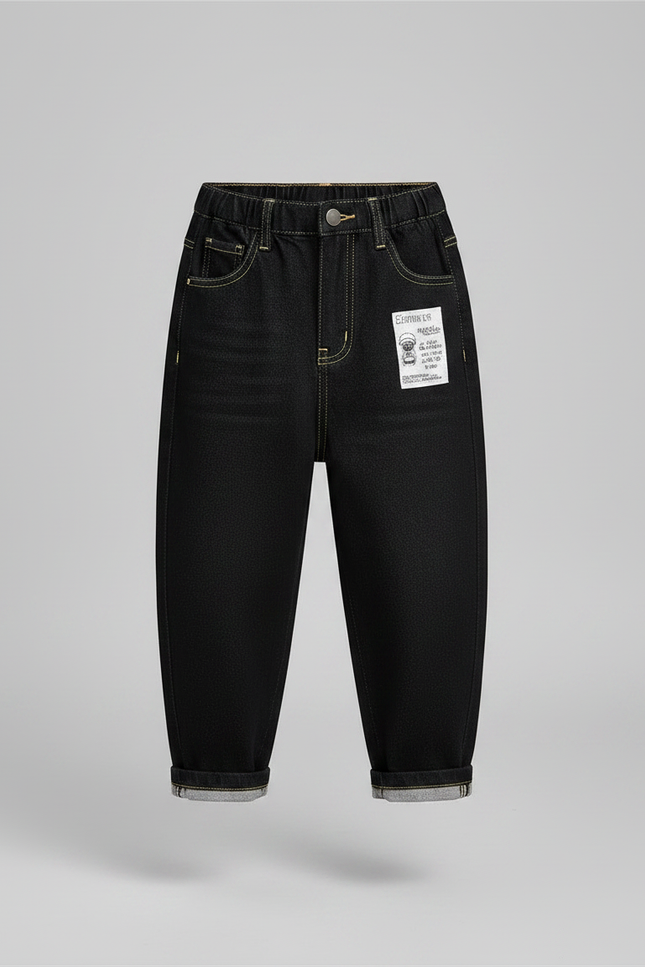 Pantalon Noir Ample Garçon Denim Décontracté - Jean - vue 3