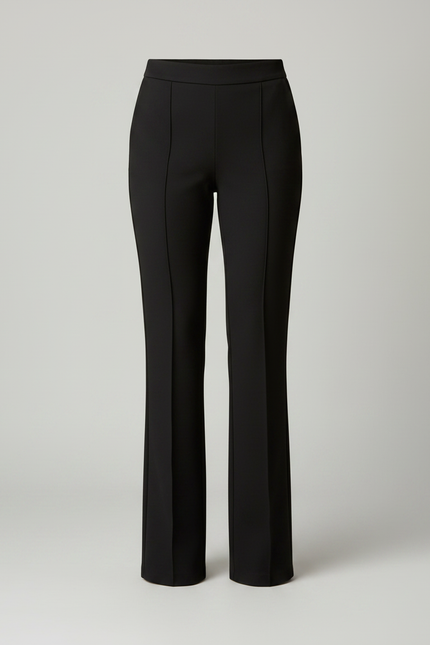 Pantalon Noir Évasé Élégant Taille Haute Femme - Polyester - vue 3
