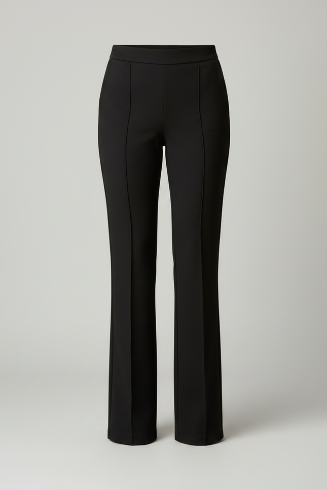 Pantalon Noir Évasé Élégant Taille Haute Femme - Polyester - vue 3