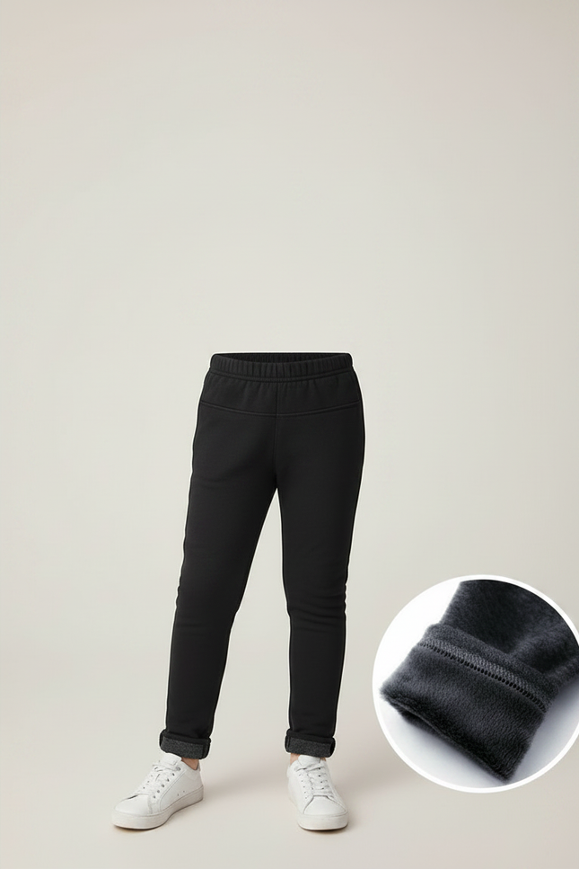 Pantalon Noir Enfant Garçon Molletonné Chaud - vue 3