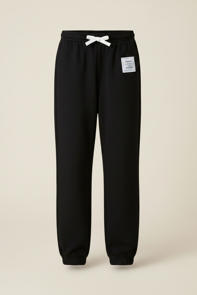 Pantalon Noir En Coton - Molleton - vue 3