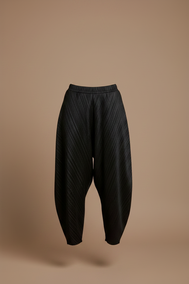 Pantalon Noir Plissé Ample Confortable Femme - Polyester - vue 3