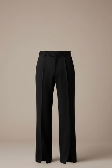 Pantalon Noir Droit Fendu Homme Élégant - Polyester - vue 3