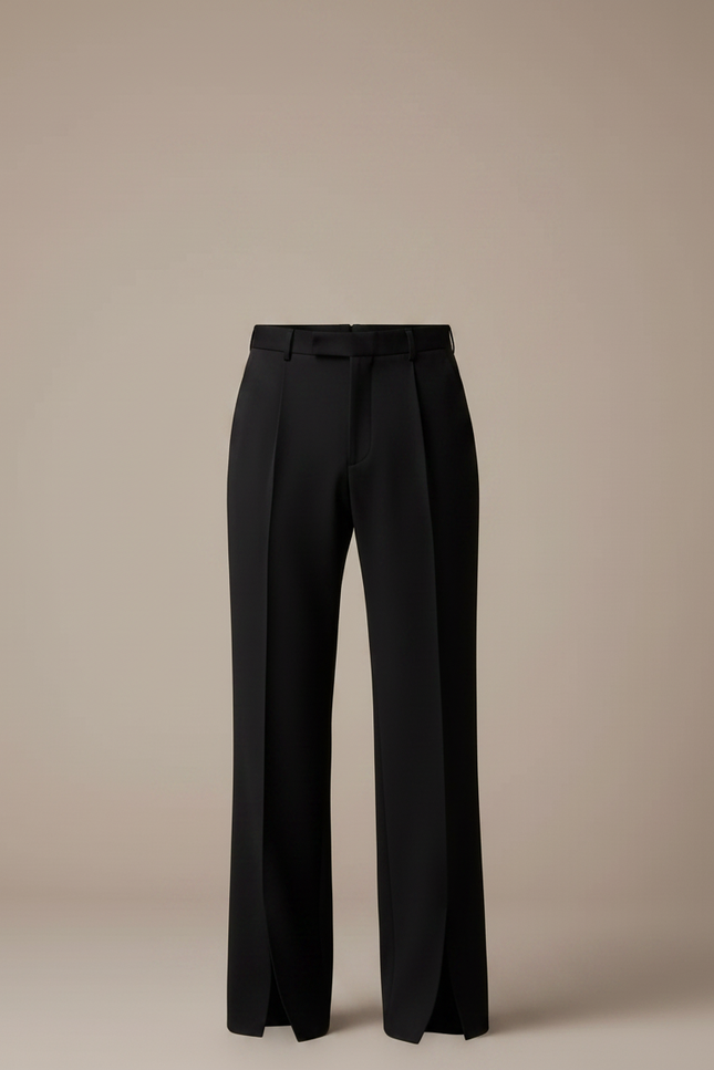 Pantalon Noir Droit Fendu Homme Élégant - Polyester - vue 3