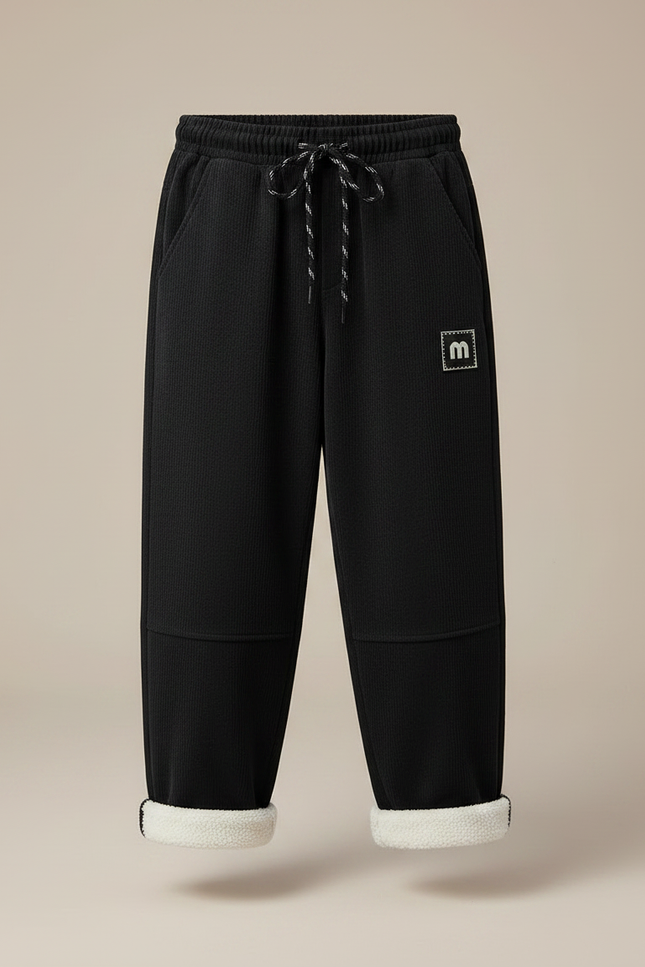 Pantalon Noir Côtelé Doublé Chaud Garçon Hiver - Cordé - vue 3