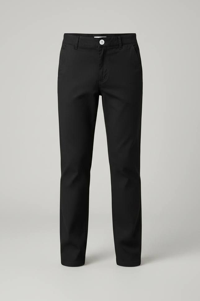 Pantalon Noir Enfant Garçon Coton Décontracté Droit - vue 3