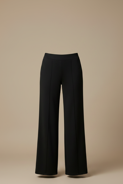 Pantalon Noir Droit Fluide Décontracté Femme - Maille - vue 3