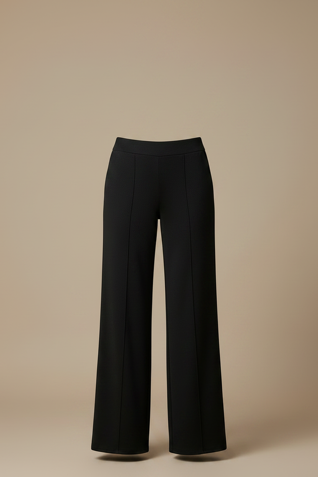 Pantalon Noir Droit Fluide Décontracté Femme - Maille - vue 3