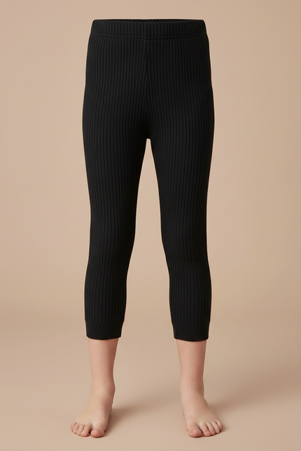 Pantalon Noir Côtelé Court Extensible Enfant - Maille - vue 3