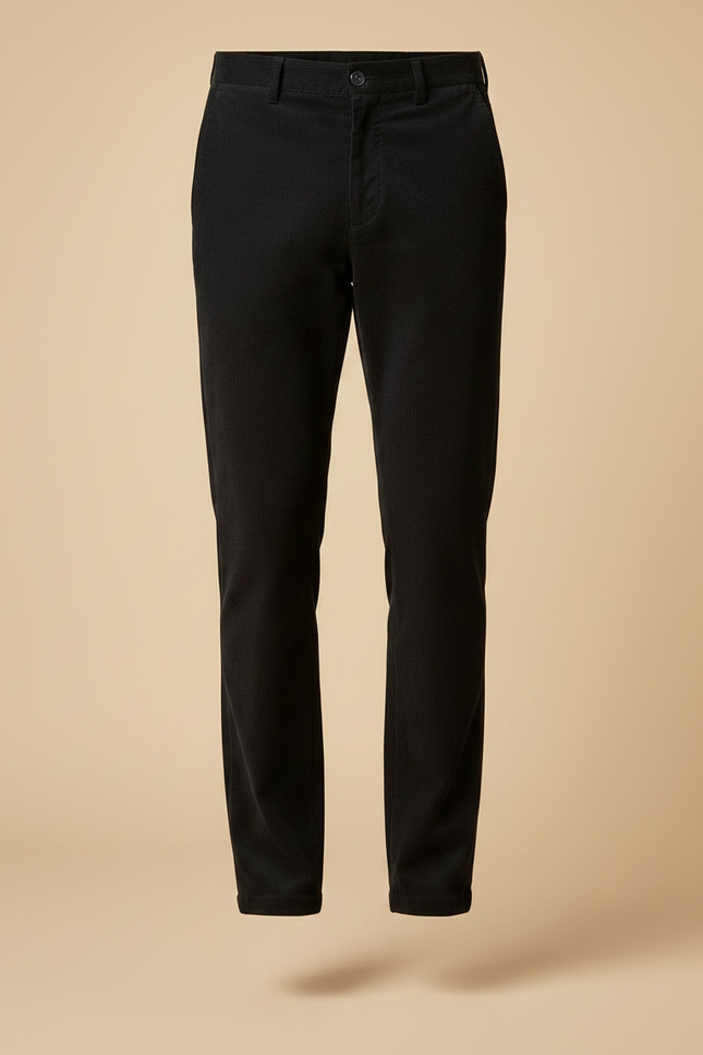 Pantalon Noir Côtelé Homme Droit Élégant - Cordé - vue 3