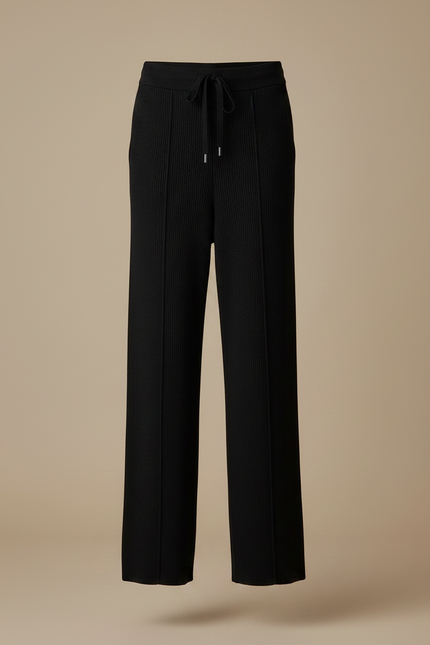 Pantalon Noir Tricoté Ample Confortable Décontracté - Maille - vue 3